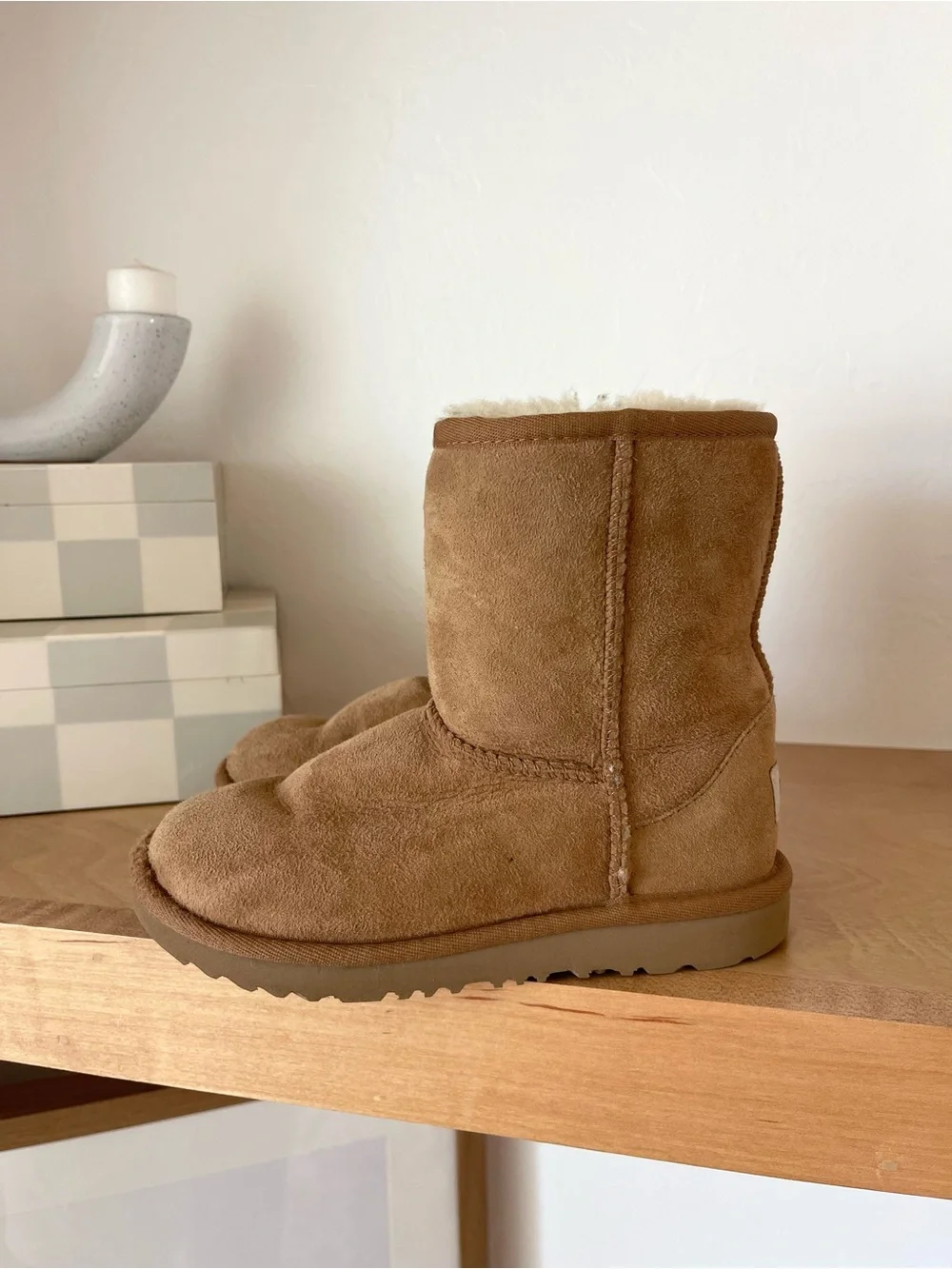 Ugg Australia Classic II Chestnut Tan Brown Suede Sherpa Shearling Boots Size 1